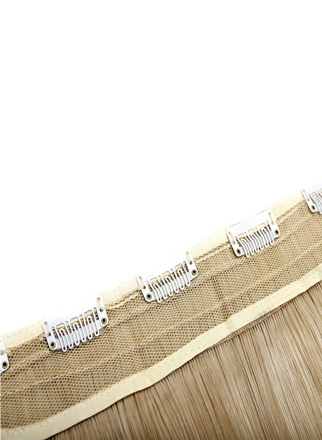 S-noilite One Piece 30" Long Straight Clip-in Hair Extensions Ash Blonde Thick Hair Piece for Women - Full Head Natural Soft Synthetic Fiber Hairpieces - Image 3